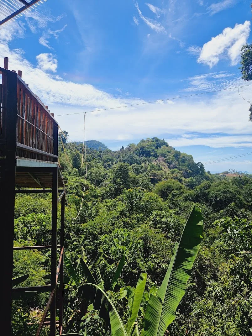 Tyrolienne Koh Samui plateforme de depart dans la montagne