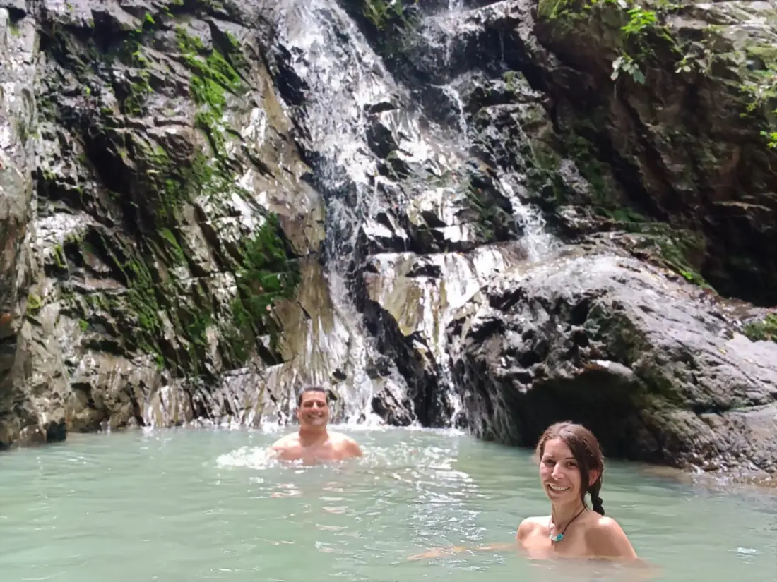 Swimming in a jungle waterfall pool during the 4h quad tour in Koh Samui