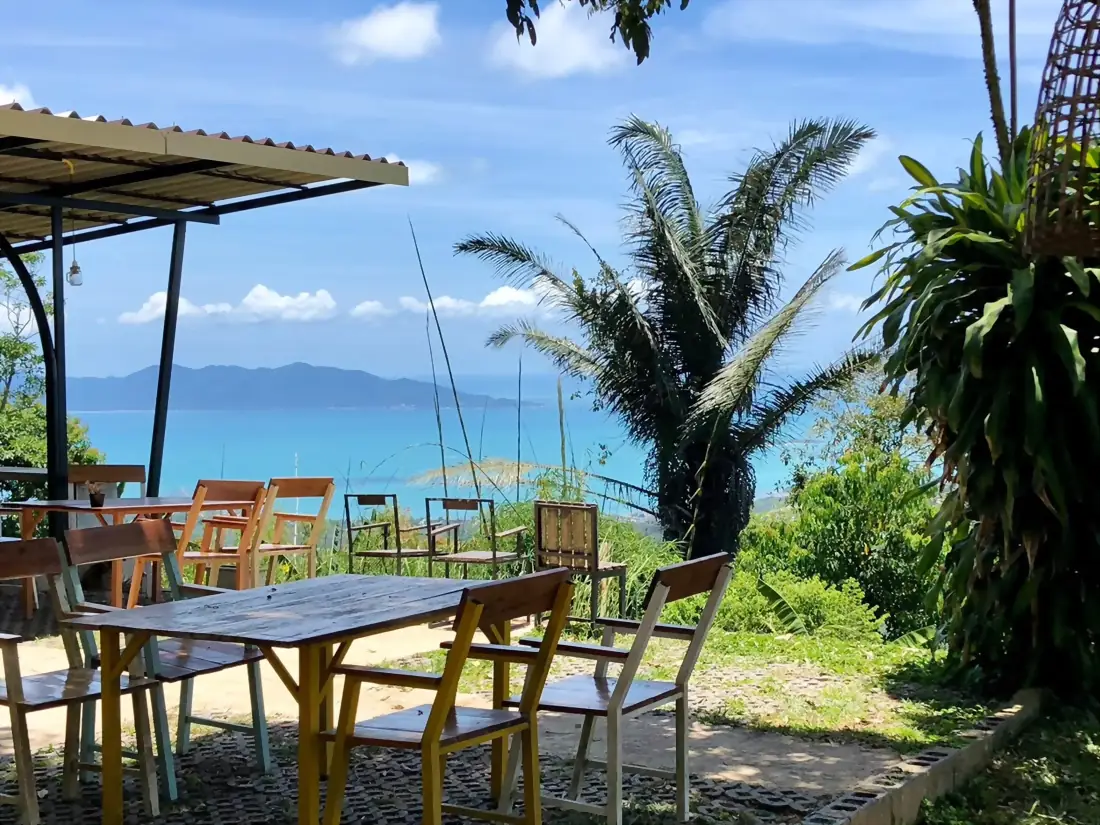 Terrace of the panoramic restaurant overlooking the sea, quad tour Koh Samui